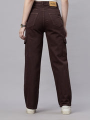 Zuya Straight Fit Denim Cargo Jeans - 6 Pockets / Rugged Utility Meets Everyday Style / Brown - MY4008 BROWN