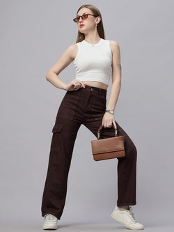 Zuya 6-Pocket Brown Cargo Jeans – Utility-Inspired Fashion MY4008 BROWN
