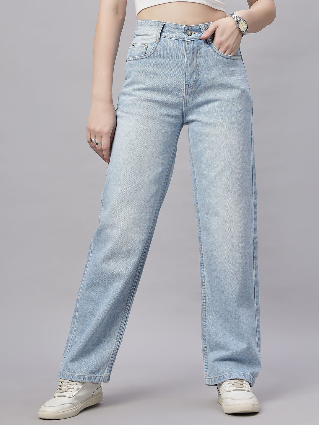 Zuya Wide Leg Denim Jeans - Effortless Edge - White Ice Blue - MY2059 W ICE