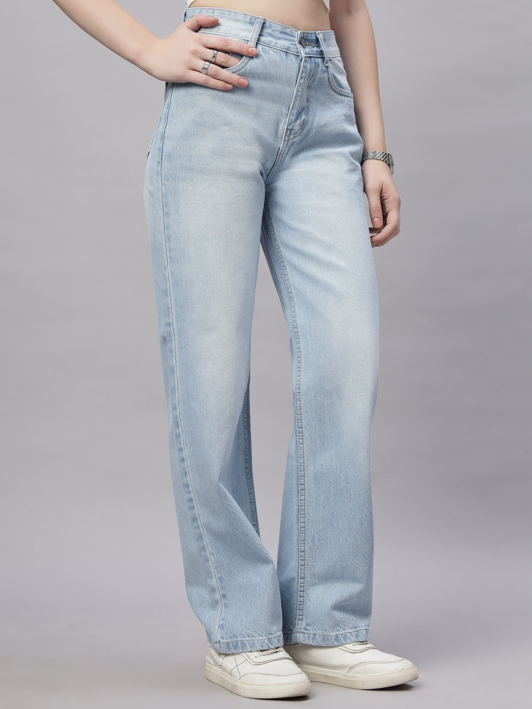 Zuya Wide Leg Denim Jeans - Effortless Edge - White Ice Blue - MY2059 W ICE
