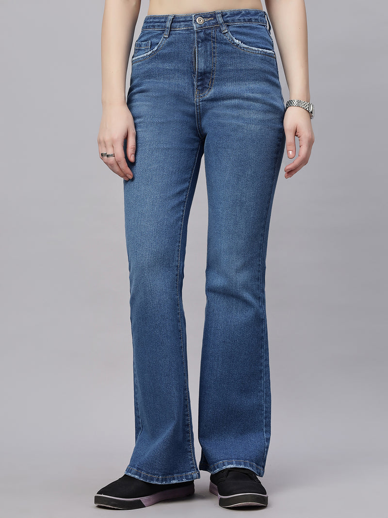 Zuya Ocean Blue Whisker Bootcut Denim Jeans – Premium Tailored Appeal MY4021 STONE A