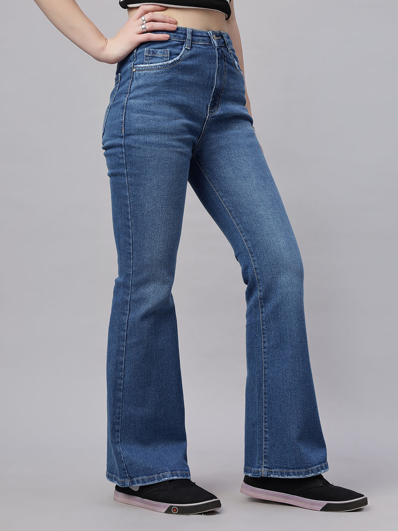 Zuya Ocean Blue Whisker Bootcut Denim Jeans – Premium Tailored Appeal MY4021 STONE A