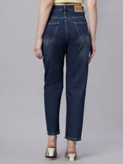 Zuya Whisker Mom Fit Denim Jeans - Effortless Vintage Cool - Dark Blue- MY3060W DX HOLD