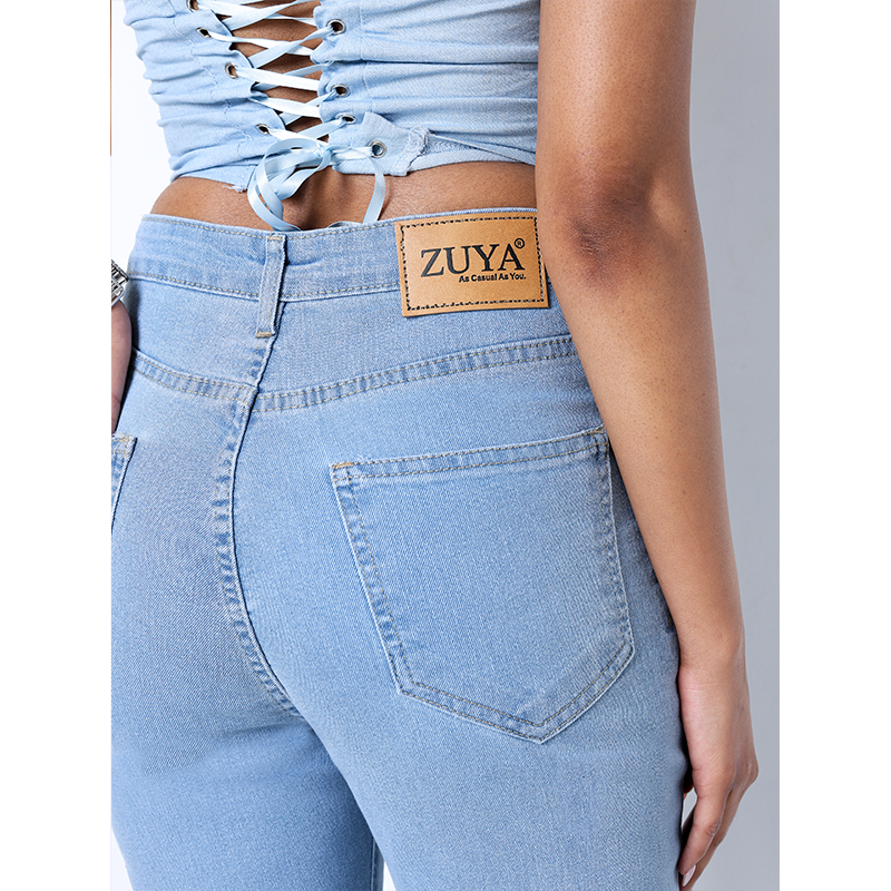 Zuya Bootcut Plain Denim Jeans - 5 Pockets / Flattering, Timeless Style / Ice Blue- MY4020-ICE-PLAIN-A