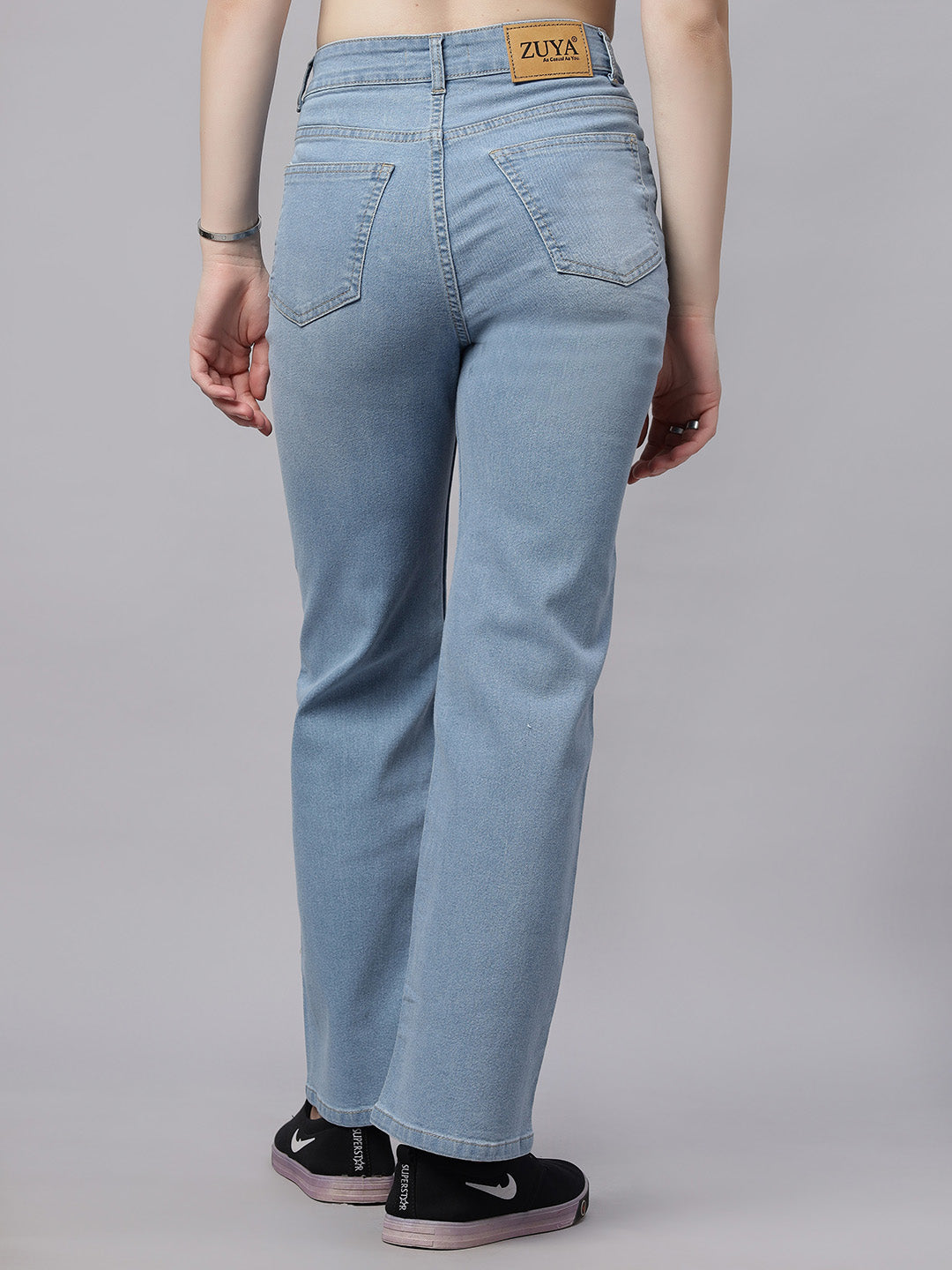 Zuya Whisker Straight Fit Denim Jeans - 5 Pockets / Classic Comfort & Style / Ice Blue - MY3058 ICE W