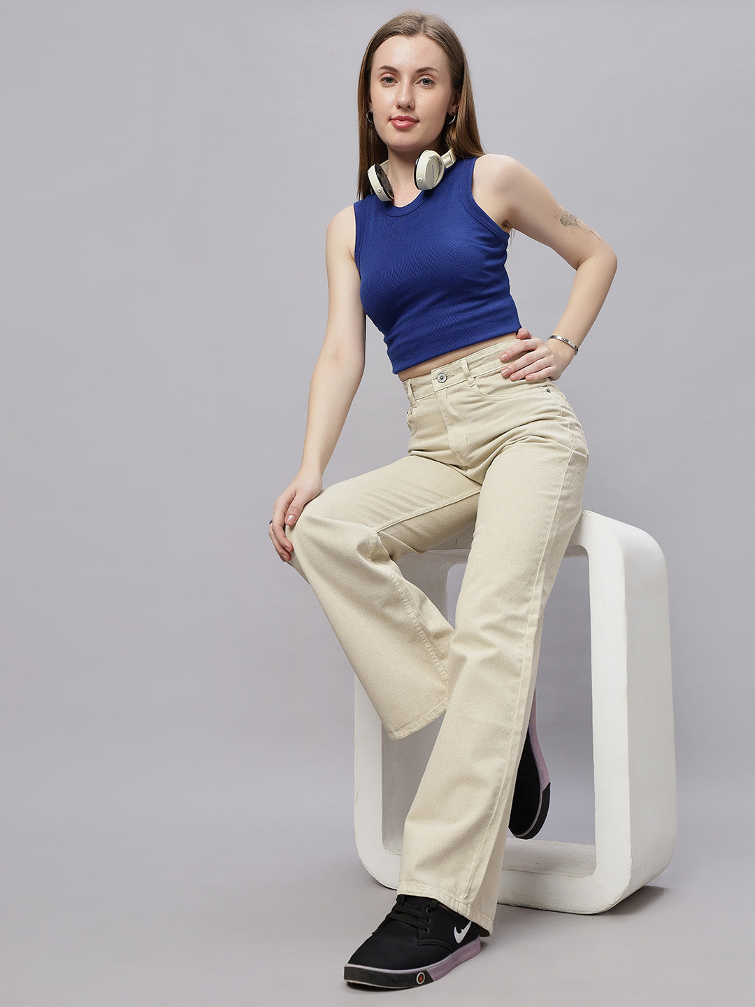 Zuya Wide Leg Denim Jeans - Effortless Edge - Cream - MY2059 CREAM C