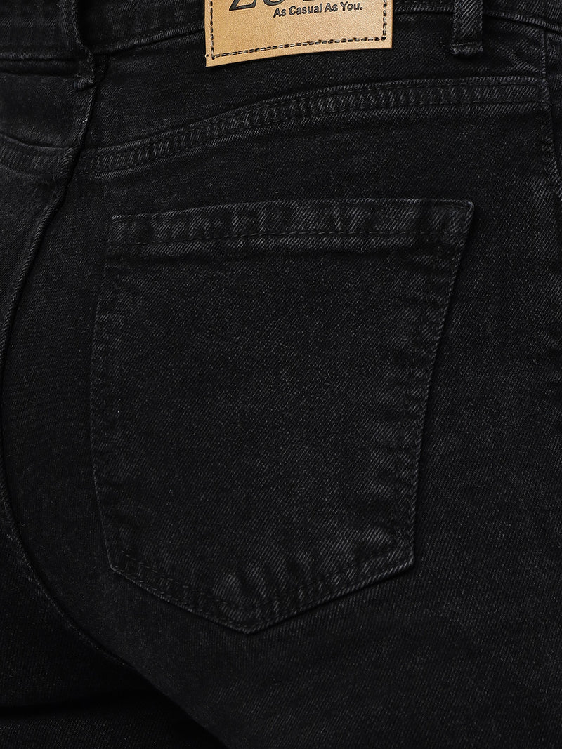 Zuya Black Whisker Super Wide Leg Denim Jeans – Sophisticated Street Style MY4021 BLACK A