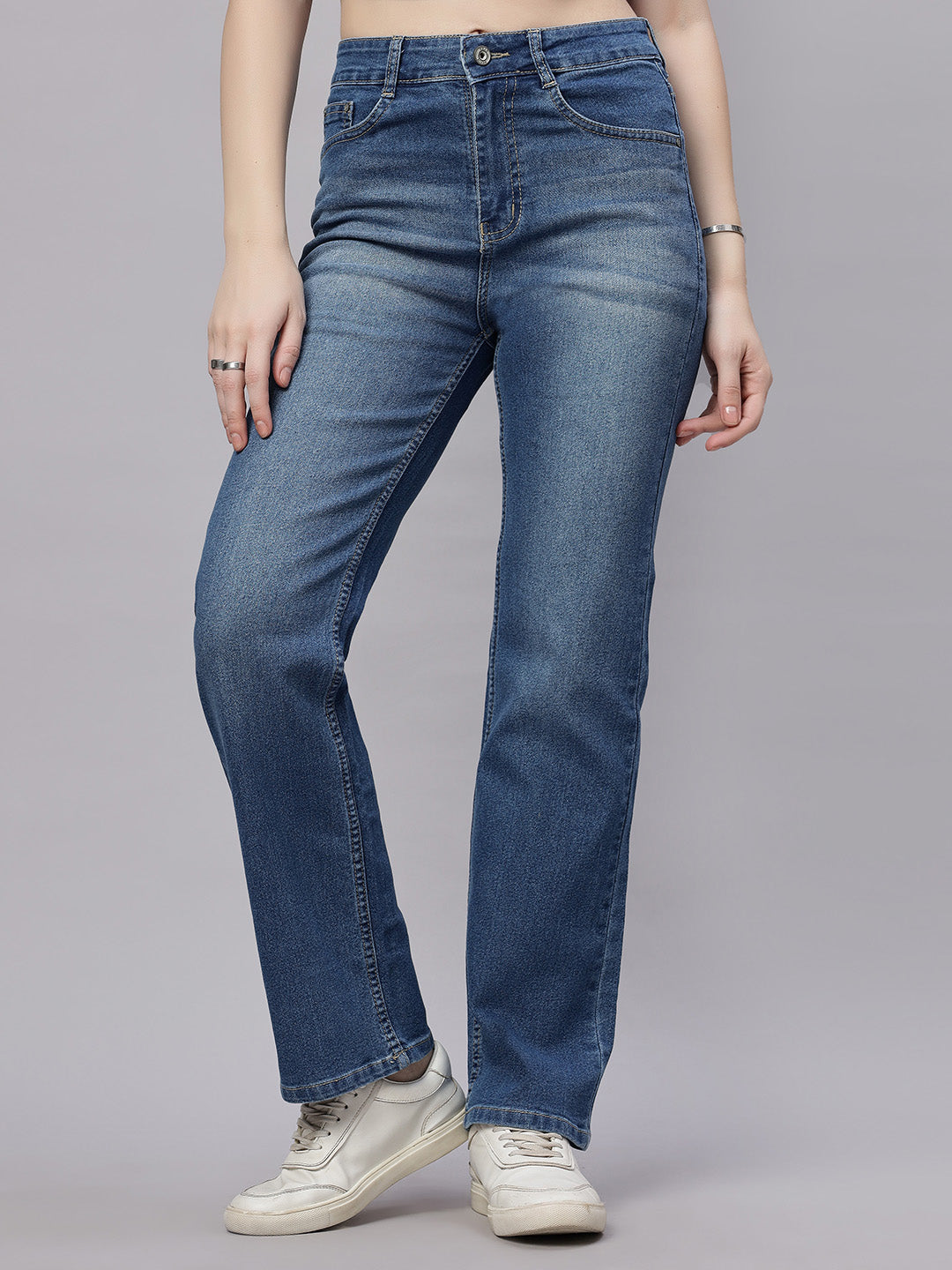 Zuya Whisker Straight Fit Denim Jeans - 5 Pockets / Classic Comfort & Style / Stone Blue - MY3058 W STONE