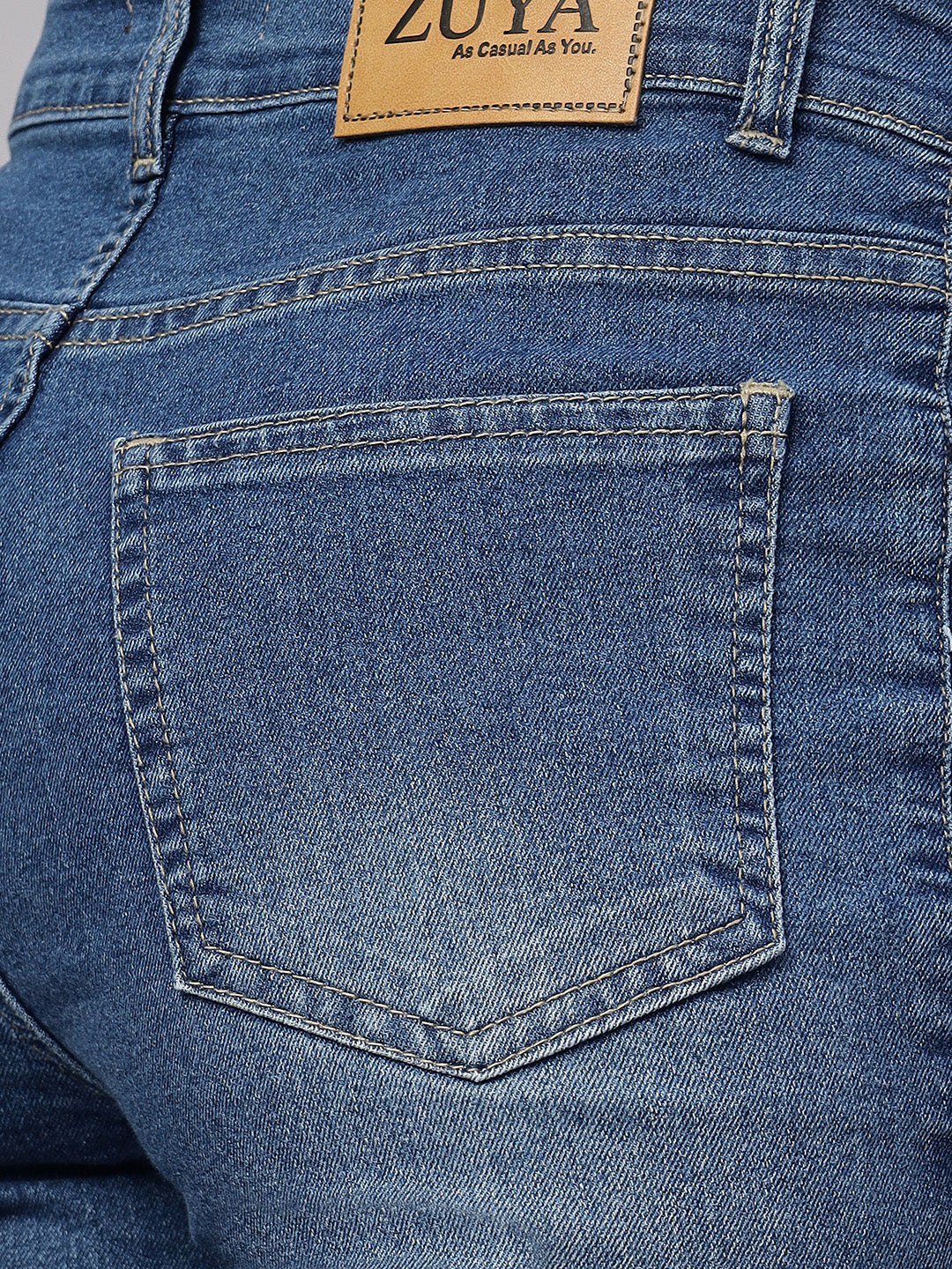 Zuya Whisker Straight Fit Denim Jeans - 5 Pockets / Classic Comfort & Style / Stone Blue - MY3058 W STONE
