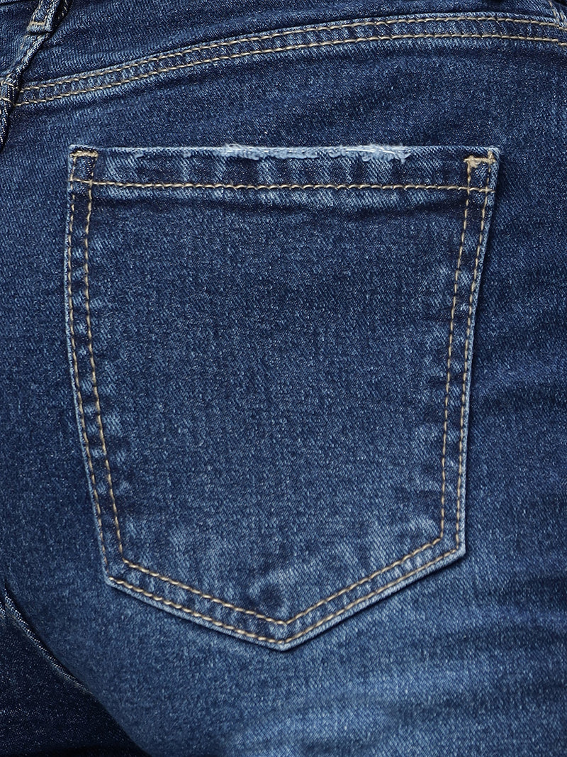 Zuya Dark Blue Bootcut Whisker Denim Jeans – Premium Tailored Elegance MY4021 DX A