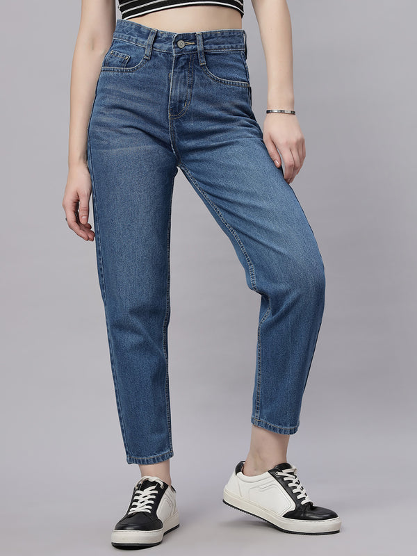 Zuya Mom Fit Whisker Jeans – Effortless Everyday Comfort MY3060 STONE W