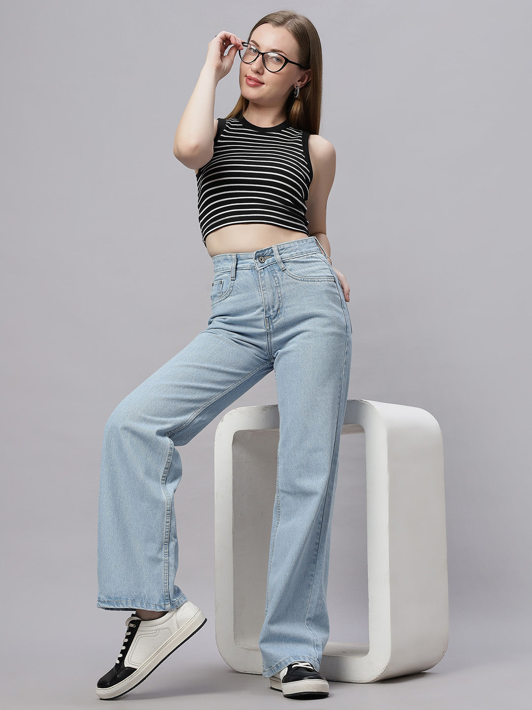 Zuya Wide Leg Denim Jeans - Effortless Edge - Light Blue - MY2059 ICE C