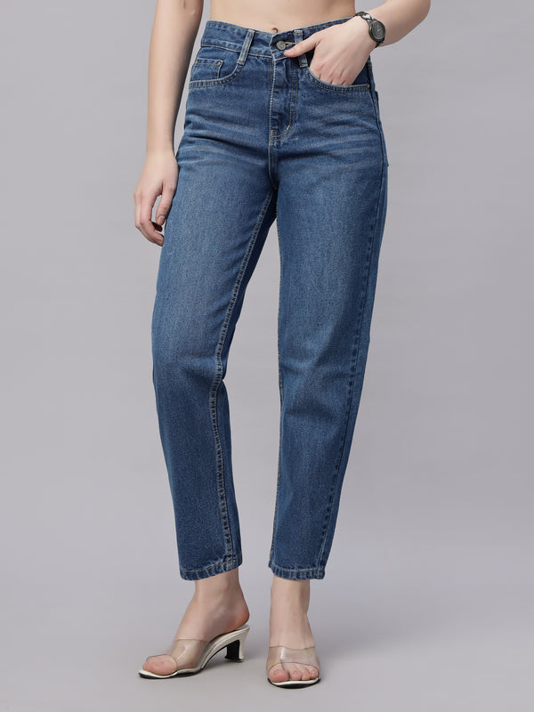 Zuya Mom Fit Whisker Jeans – Effortless Everyday Comfort MY3060 STONE