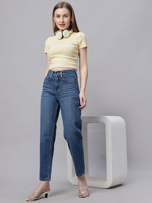 Zuya Mom Fit Whisker Jeans – Effortless Everyday Comfort MY3060 STONE