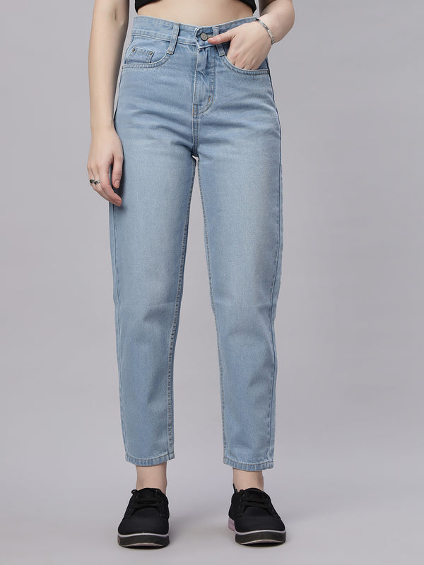 Zuya Ice Blue Whisker Mom Fit Denim Jeans – Elevated Everyday Comfort MY3060 ICE W