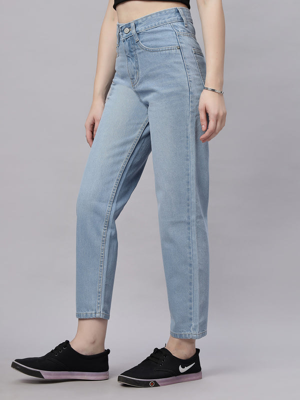 Zuya Ice Blue Whisker Mom Fit Denim Jeans – Elevated Everyday Comfort MY3060 ICE W
