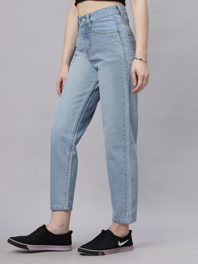 Zuya Ice Blue Whisker Mom Fit Denim Jeans – Elevated Everyday Comfort MY3060 ICE W