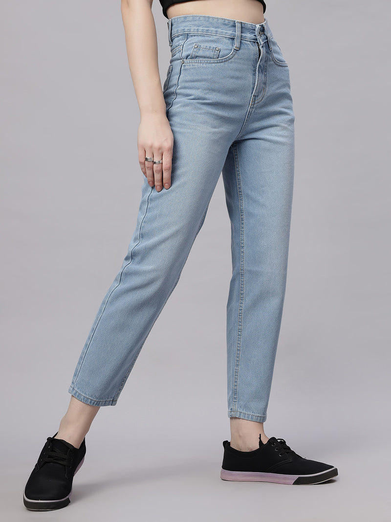 Zuya Ice Blue Whisker Mom Fit Denim Jeans – Elevated Everyday Comfort MY3060 ICE W