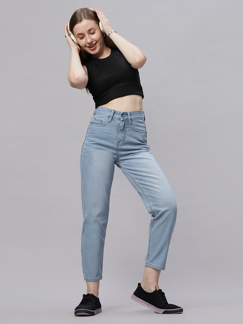 Zuya Ice Blue Whisker Mom Fit Denim Jeans – Elevated Everyday Comfort MY3060 ICE W