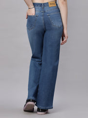 Zuya Wide Leg Stretch Denim Jeans - 5 Pockets / Effortless Edge & Elevated Comfort / Stone Blue - MY2058 STONE W STRETCH