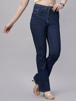 Zuya Dark Blue Bootcut Jeans Retro-Elegance-Redefined MY4020-DX