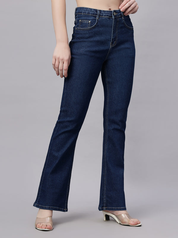 Zuya Dark Blue Bootcut Jeans Retro-Elegance-Redefined MY4020-DX