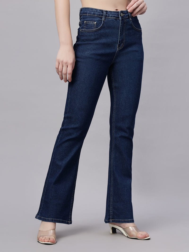 Zuya Dark Blue Bootcut Jeans Retro-Elegance-Redefined MY4020-DX
