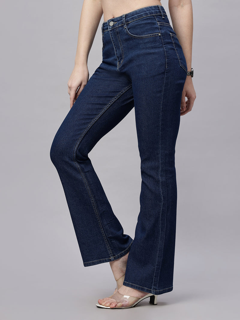 Zuya Dark Blue Bootcut Jeans Retro-Elegance-Redefined MY4020-DX