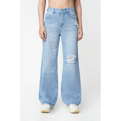 Zuya Whisker Torn Denim Jeans - Casual Rebel Look - Ice Blue - MY2003-ICE-TORN-SP