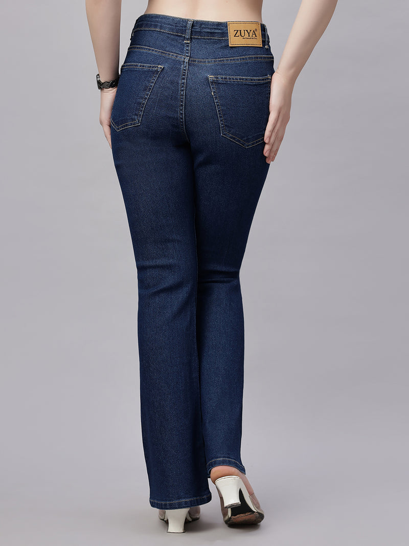 Zuya Dark Blue Bootcut Jeans Retro-Elegance-Redefined MY4020-DX