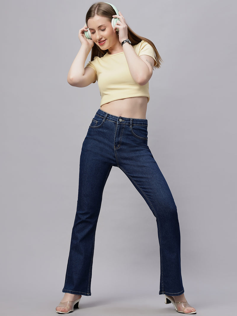 Zuya Dark Blue Bootcut Jeans Retro-Elegance-Redefined MY4020-DX