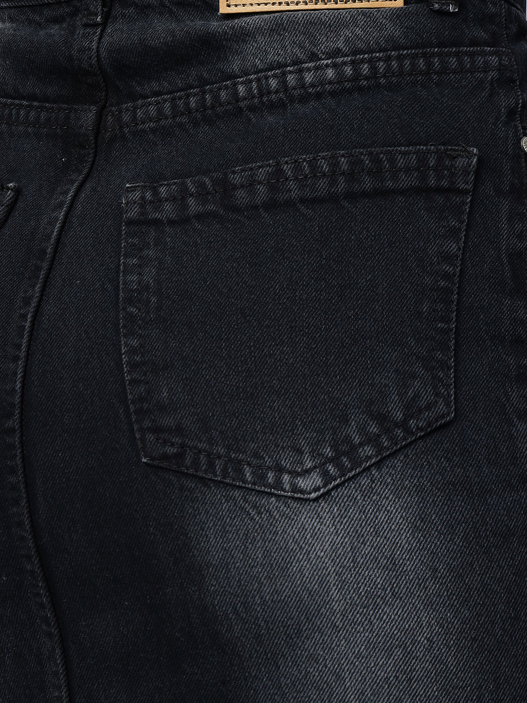 Zuya Black Whisker Denim Skirt Edgy Urban Style MY2060 BLACK