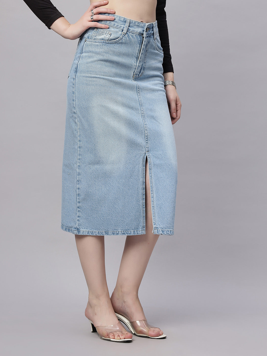 ZUYA Stone Whisker Denim Skirt – Modern Wardrobe Essential MY2060 ICE W