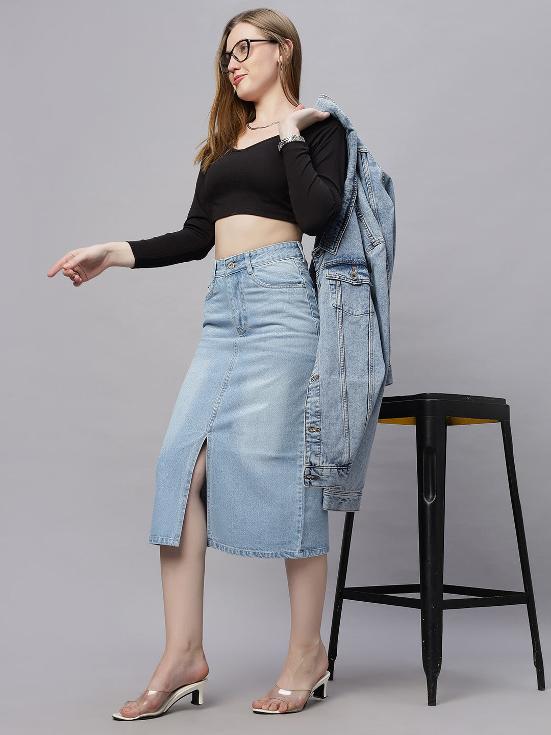 ZUYA Stone Whisker Denim Skirt – Modern Wardrobe Essential MY2060 ICE W