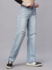 Zuya Wide Leg Stretch Denim Jeans - 5 Pockets / Effortless Edge & Elevated Comfort / White Ice Blue - MY2058 ICE WT