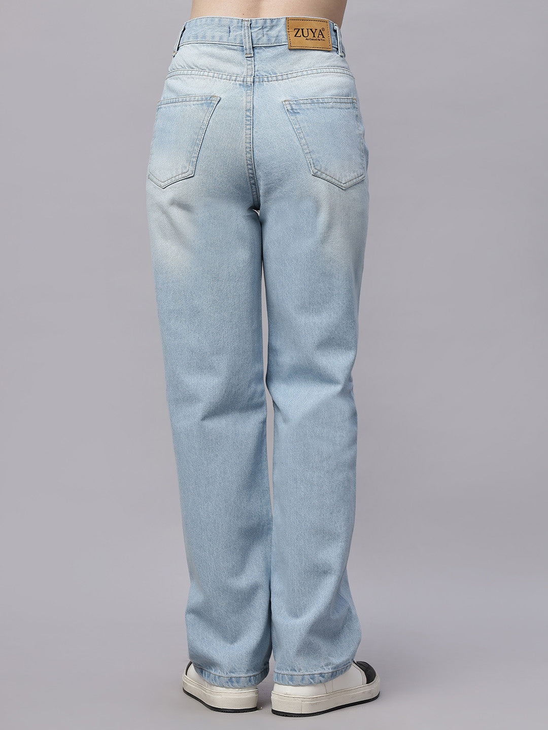 Zuya Wide Leg Stretch Denim Jeans - 5 Pockets / Effortless Edge & Elevated Comfort / White Ice Blue - MY2058 ICE WT