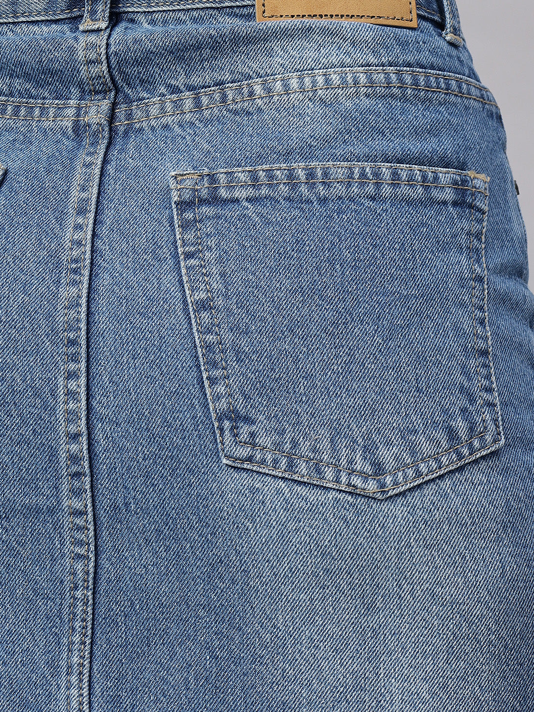ZUYA Whisker Denim Skirt – Modern Wardrobe Essential / 5-pockets / Stone Blue - MY2060 STONE W