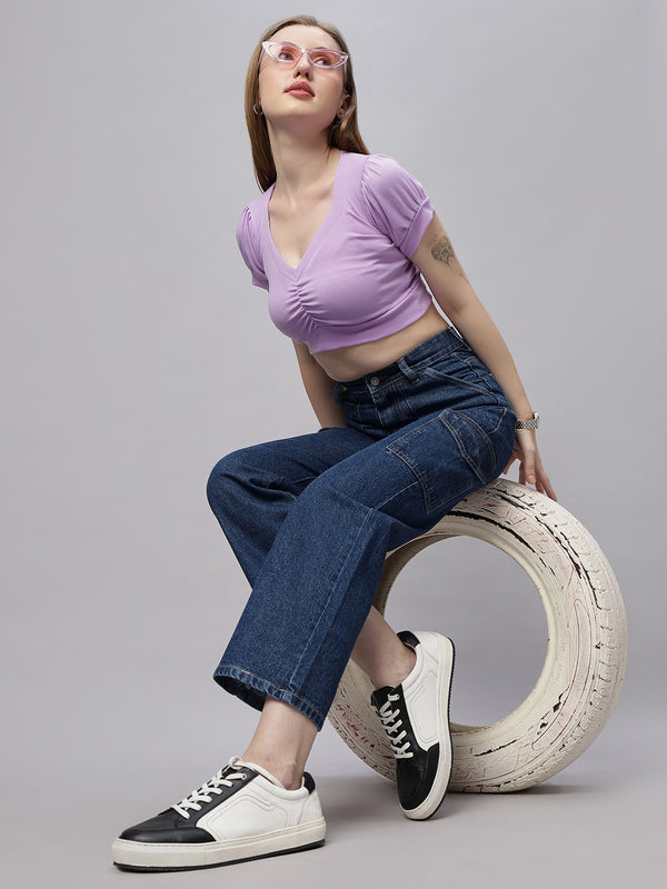 Zuya Dark Blue 6-Pocket Cargo Denim Jeans – Bold Utility-Inspired Fit MY4008 DX