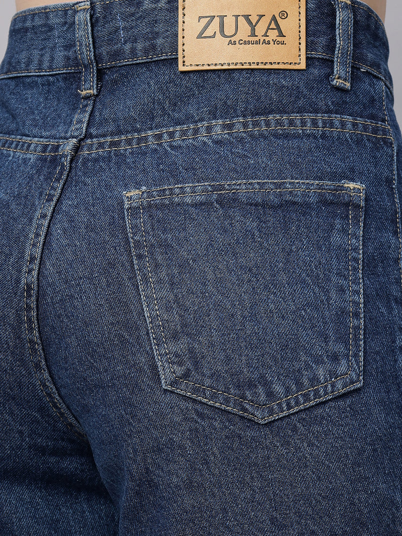 Zuya Dark Blue 6-Pocket Cargo Denim Jeans – Bold Utility-Inspired Fit MY4008 DX
