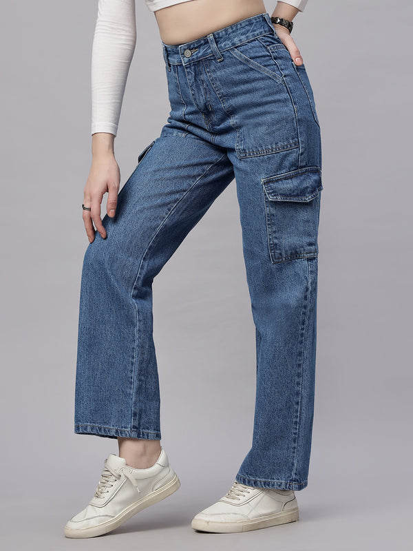 Zuya Stone Blue 6-Pocket Denim Cargo Jeans – Stylish & Practical MY4008 STONE