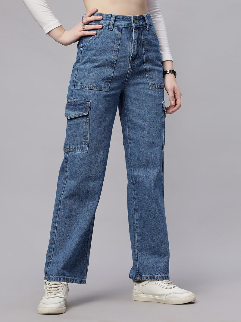 Zuya Stone Blue 6-Pocket Denim Cargo Jeans – Stylish & Practical MY4008 STONE