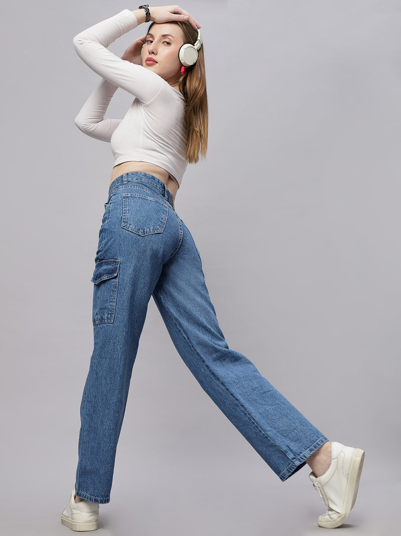 Zuya Stone Blue 6-Pocket Denim Cargo Jeans – Stylish & Practical MY4008 STONE