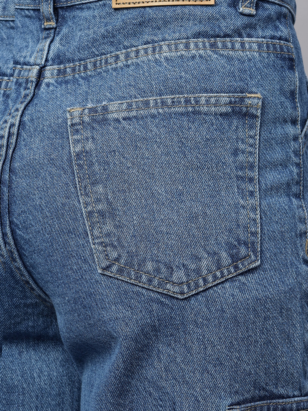 Zuya Straight Fit Denim Cargo Jeans - 6 Pockets / Rugged Utility Meets Everyday Style / Stone Blue - MY4008 STONE