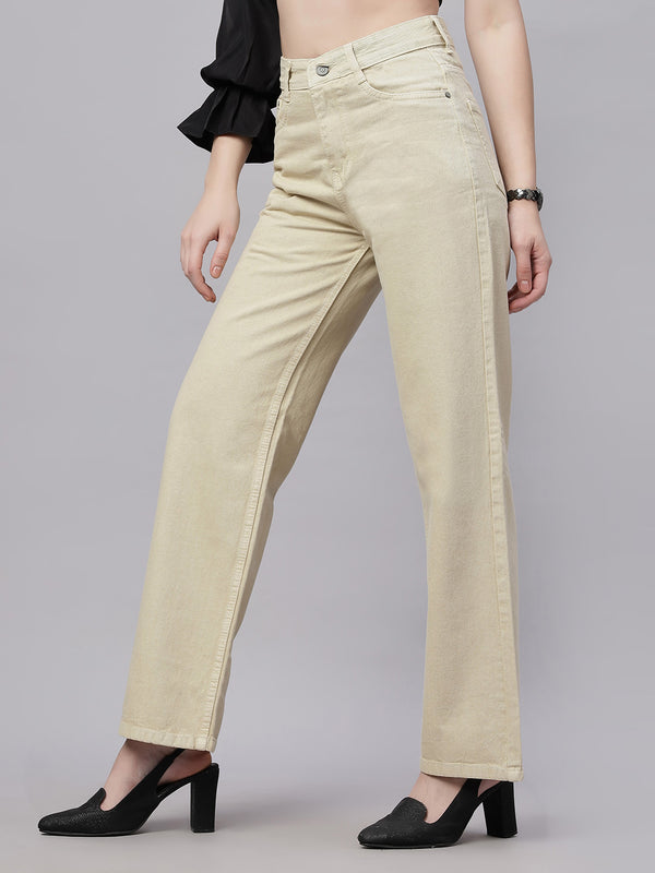 Zuya Cream Straight Fit Denim Jeans – Effortless Casual Luxe MY3059 CREAM1