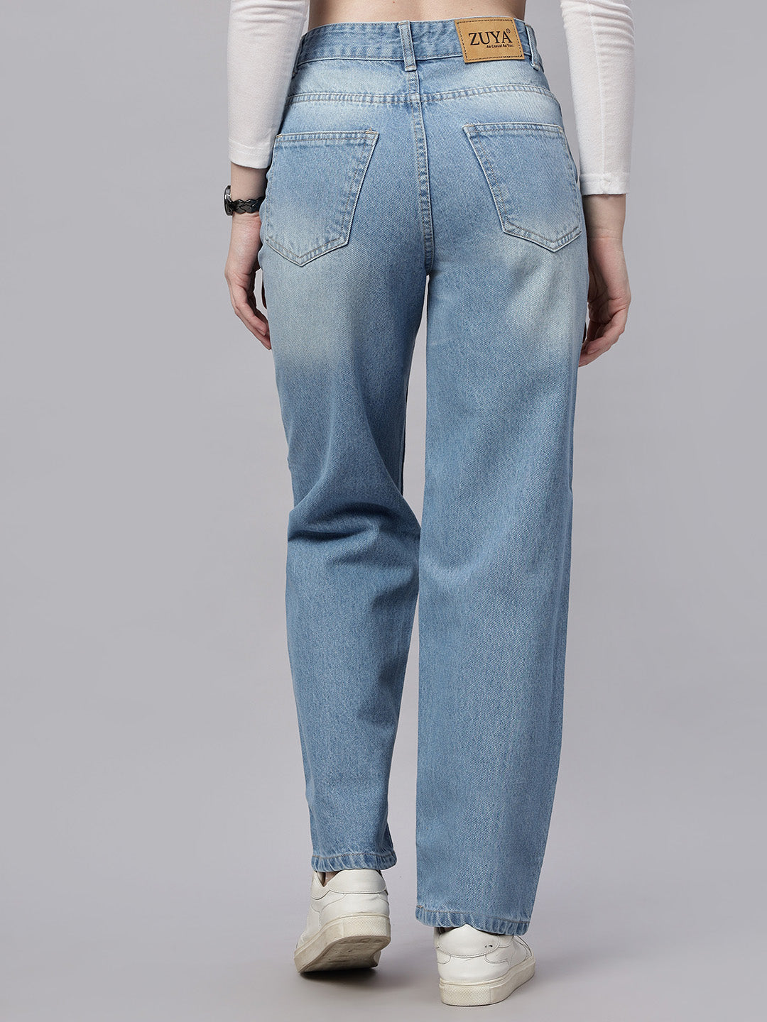 Zuya Whisker Straight Fit Denim Jeans - 5 Pockets / Classic Comfort & Style / Stone Light Blue - MY3058 STONE W