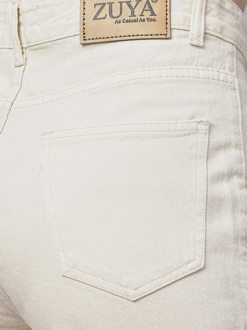 Zuya Cream 6-Pocket Cargo Jeans – Utility Meets Chic MY4008 CREAM