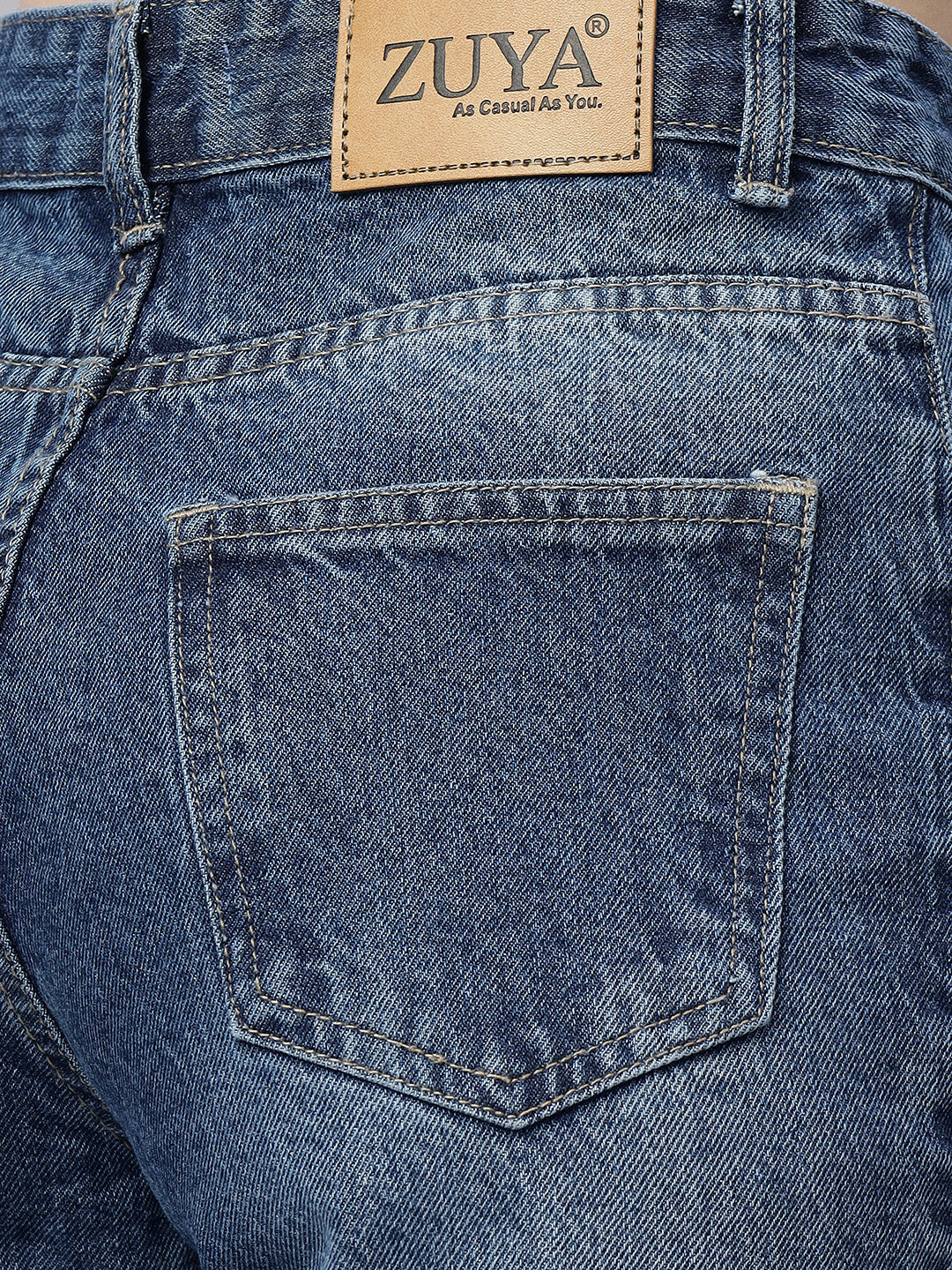 Zuya Whisker Straight Fit Tone Denim Jeans - 5 Pockets / Classic Comfort & Style / Stone Blue - MY3058 STONE WT