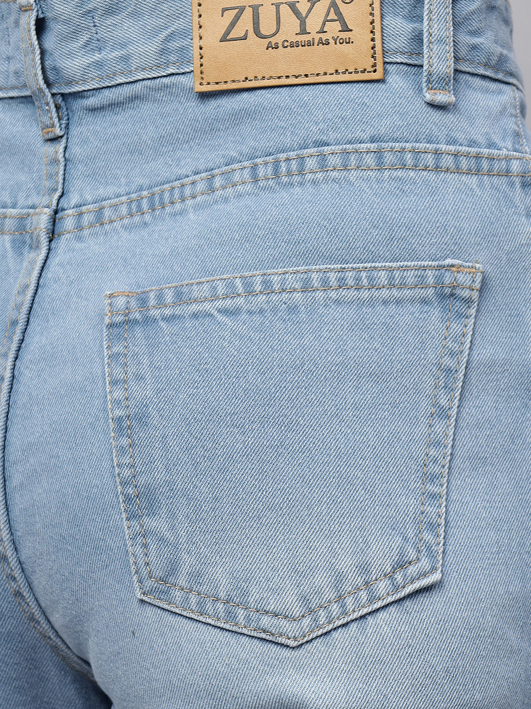 Zuya Whisker Mom Fit Denim Jeans - Effortless Vintage Cool - Ice Blue - MY3060 ICE W1 HOLD