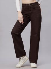 Zuya Straight Fit Denim Jeans - Timeless Sophistication - Brown - MY3059 BROWN