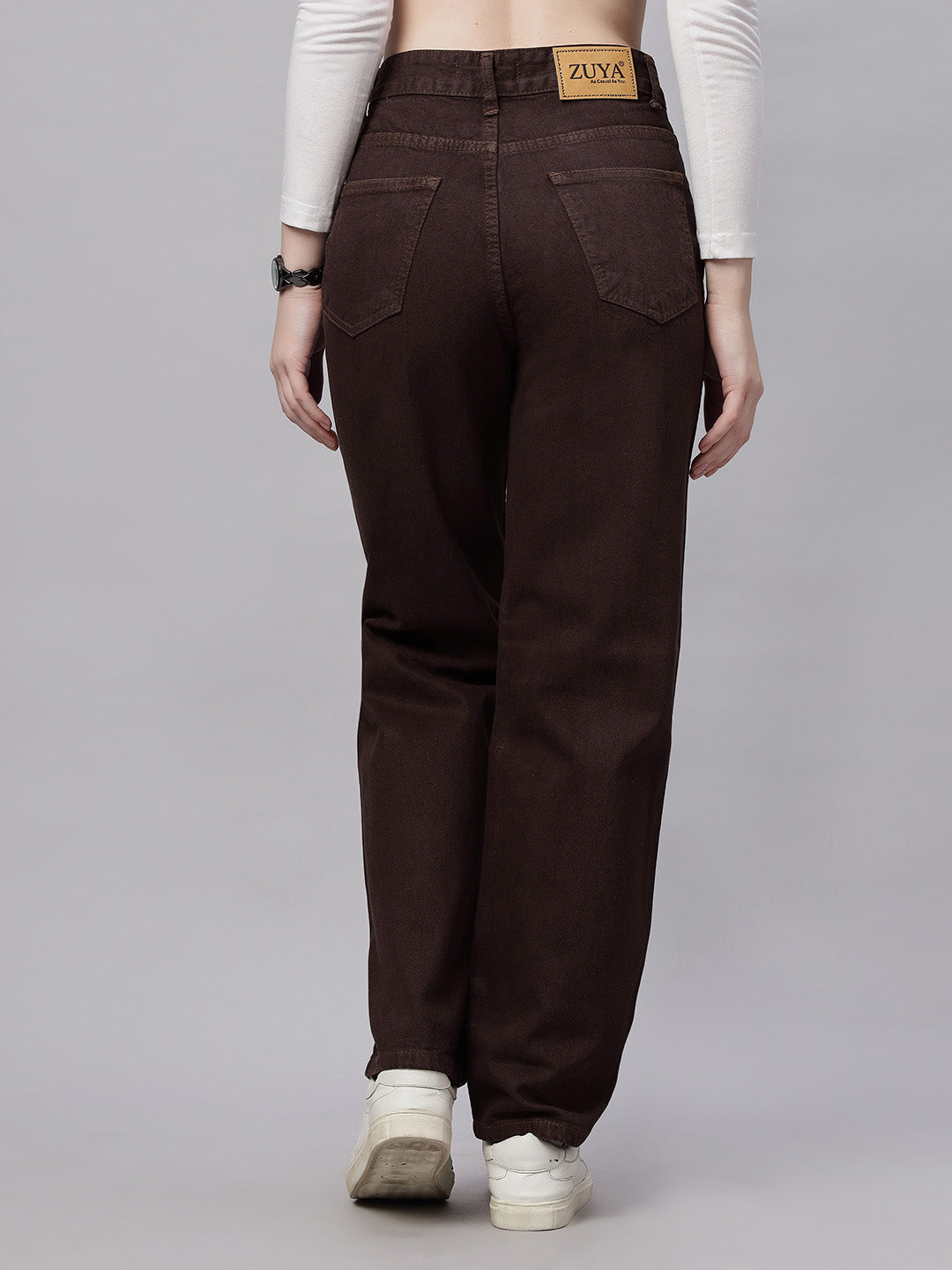 Zuya Straight Fit Denim Jeans - Timeless Sophistication - Brown - MY3059 BROWN